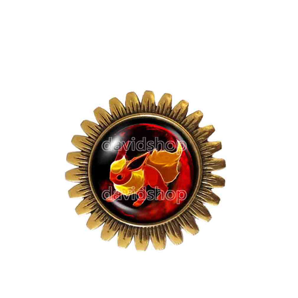 Pokemon Flareon Brooch Badge Pin Fashion Jewelry Anime Eevee Evolution