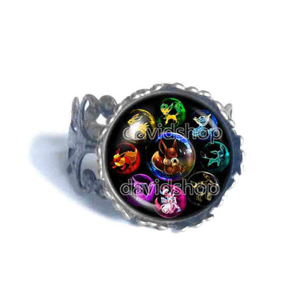Pokemon Evolution Vaporeon Ring Espeon Umbreon Jolteon Flareon Leafeon Sylveon Glaceon Jewelry
