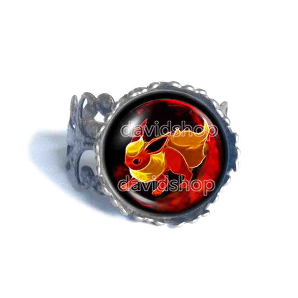 Pokemon Flareon Ring Fashion Jewelry Anime Eevee Evolution