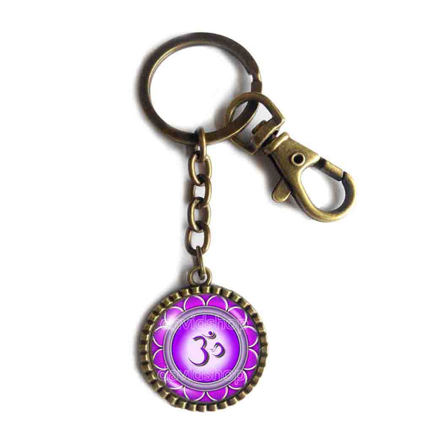 Chakra Keychain Key Chain Car Key Ring Cute Keyring Yoga Meditation Buddha Fashion Jewelry Om Symbol Lotus