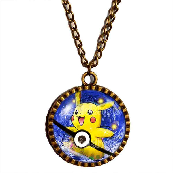 Pokemon Pikachu Necklace Anime Pendant Fashion Pokeball Jewelry Cosplay Gift Cute Poke ball