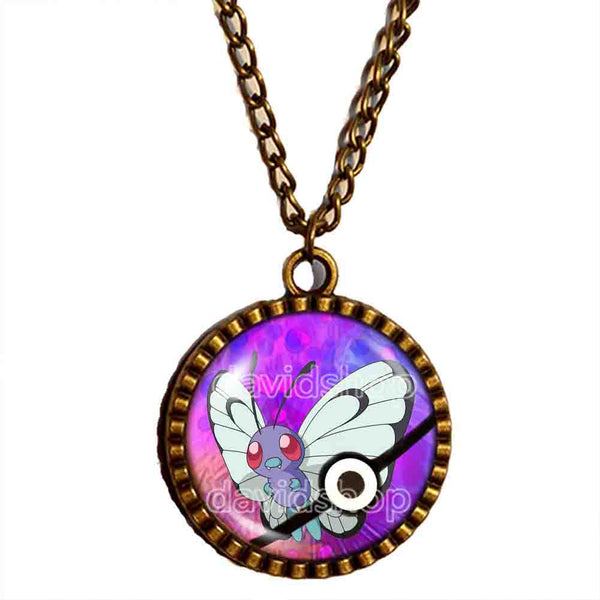 Pokemon Butterfree Pokeball Necklace Anime Pendant Fashion Jewelry Cosplay Cute - DDavid'SHOP