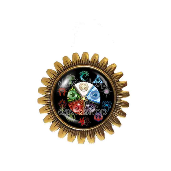 Magic the Gathering Brooch Badge Pin Fashion Mana Jewelry Cosplay MTG Natural Elements Sign