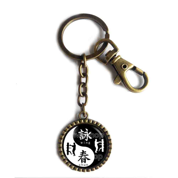 Wing Chun Keychain Key Chain Key Ring Cute Keyring Car Kung Fu Yin Ying Yang Cosplay Charm Sign