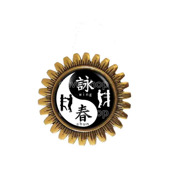 Wing Chun Brooch Badge Pin Fashion Kung Fu Jewelry Yin Ying Yang Cosplay Charm Black White Sign