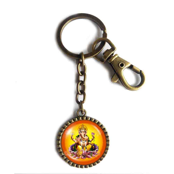 Ganesh Ganesha Keychain Cute Keyring Car Hindu Gods Goddesses Om Charm Sign