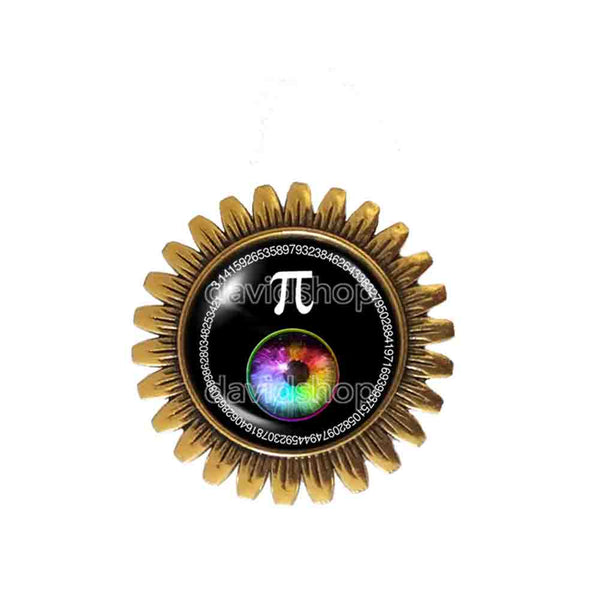 Pi Day Math Pi Brooch Badge Pin Fashion Jewelry Cosplay Colorful Eyes Sign