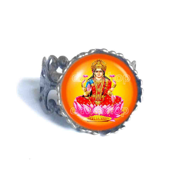Lakshmi Ring Hindu Gods Goddesses Om Charm Fashion Jewelry Sign