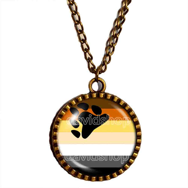 Gay Bear Pride Flag Necklace Pendant Chain Cosplay Brotherhood Fashion Jewelry Sign