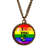 I Love You Gay Pride Rainbow Flag Necklace Pendant Chain Cosplay Love Wins Fashion Jewelry Sign