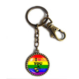 I Love You Gay Pride Rainbow Flag Keychain Cute Keyring Car Cosplay Love Wins Sign