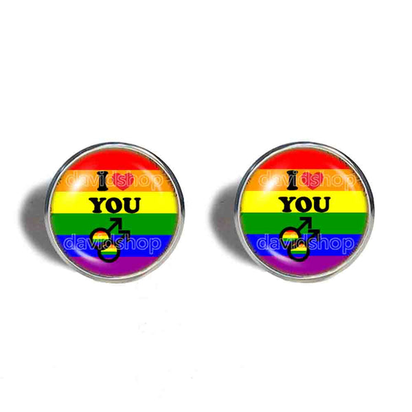 I Love You Gay Pride Rainbow Flag Cufflinks Cuff links Cosplay Love Wins Fashion Jewelry Sign