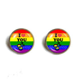 I Love You Gay Pride Rainbow Flag Ear Cuff Stud Earring Cosplay Love Wins Fashion Jewelry Sign
