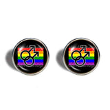 Rainbow Men Mens Gay Pride Cufflinks Cuff links Bi LGBT Flag Cosplay Fashion Jewelry Sign
