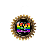 Rainbow Daughter Sister Women My Two Moms Wedding Lesbian Pride Brooch Badge Pin Jewelry Sign