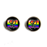 Rainbow Daughter Sister Women My Two Moms Wedding Lesbian Pride Ear Cuff Stud Earring Jewelry Sign