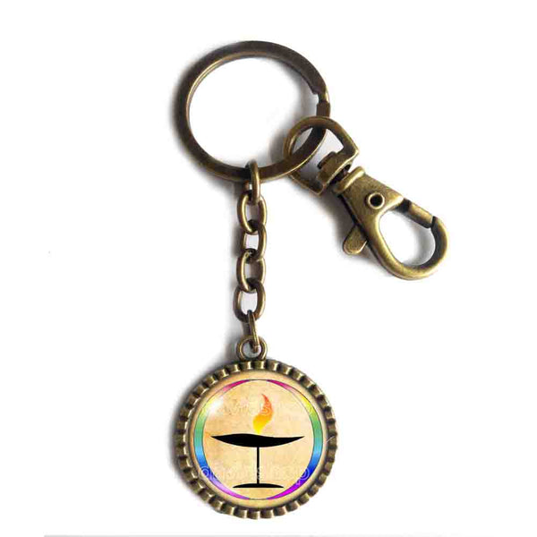 UU Flame Unitarian Universalist Chalice Keychain Keyring Car LGBT Rainbow Flaming Cosplay Sign