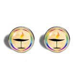 UU Flame Unitarian Universalist Chalice Cufflinks Cuff links LGBT Rainbow Flaming Cosplay Fashion Jewelry Sign