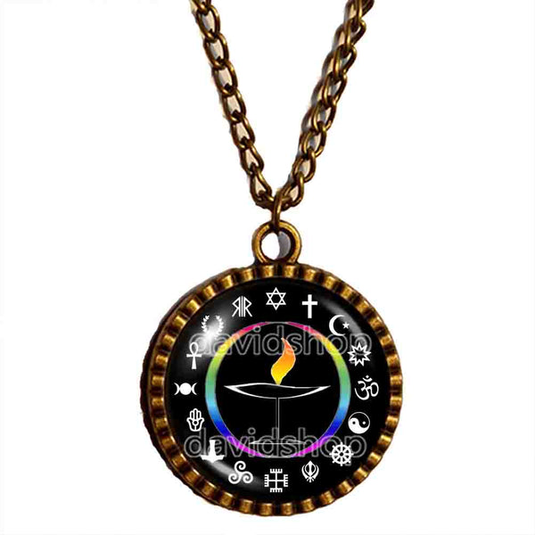 UU Flame Unitarian Universalist Chalice Necklace Pendant Fashion Jewelry Flaming Cosplay