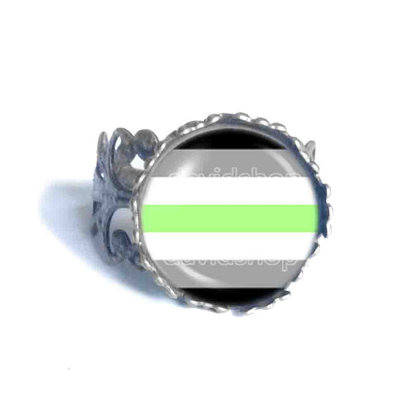 Agender Pride Ring Flag Fashion Jewelry Cosplay