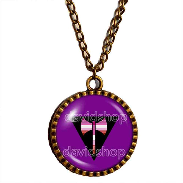 Labrys Lesbian Pride Necklace Pendant Jewelry Chain LGBT Flag Cosplay