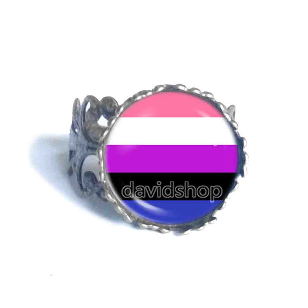 Genderfluid Pride Ring Flag Fashion Jewelry Cosplay