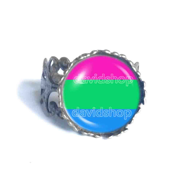 Polisexual Pride Ring Flag Fashion Jewelry Cosplay
