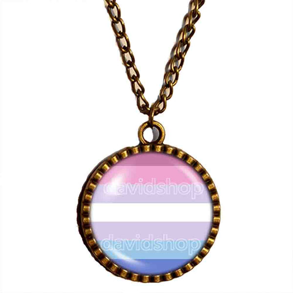 Bigender Pride Necklace Pendant Fashion Jewelry Chain Flag