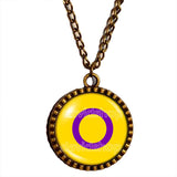 Intersex Pride Necklace Photo Art Glass Pendant Fashion Jewelry Chain Flag Cosplay