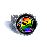 Gaysper Ring Gay Pride Rainbow Flag Fashion Jewelry Cute LGBT LGBTQ Sign