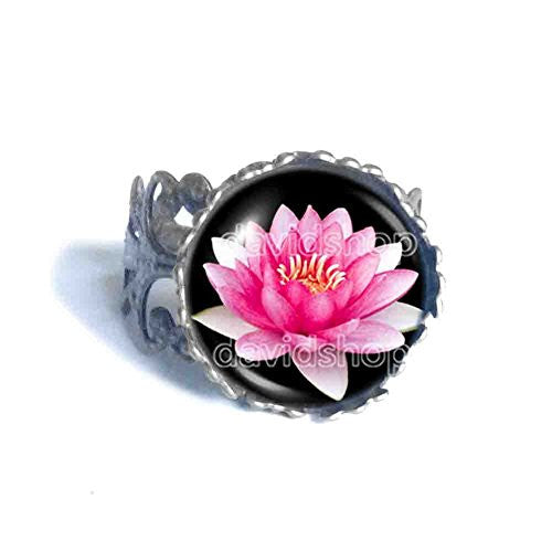 Lotus Flower Ring Symbol Poster Photo Pendant Fashion Jewelry Yoga Charms Woman
