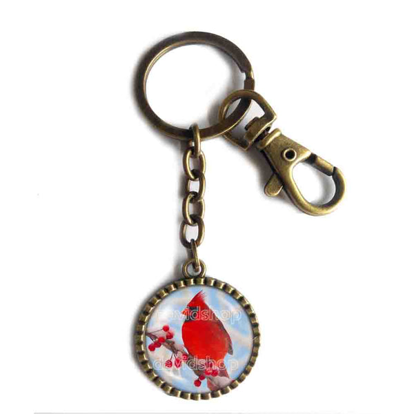 Red Cardinal Keychain Key Chain Key Ring Cute Keyring Car Winter Snowy Cosplay Cute Gift