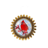 Red Cardinal Brooch Badge Pin Glass Pendant Fashion Jewelry Winter Snowy Cosplay Cute Gift
