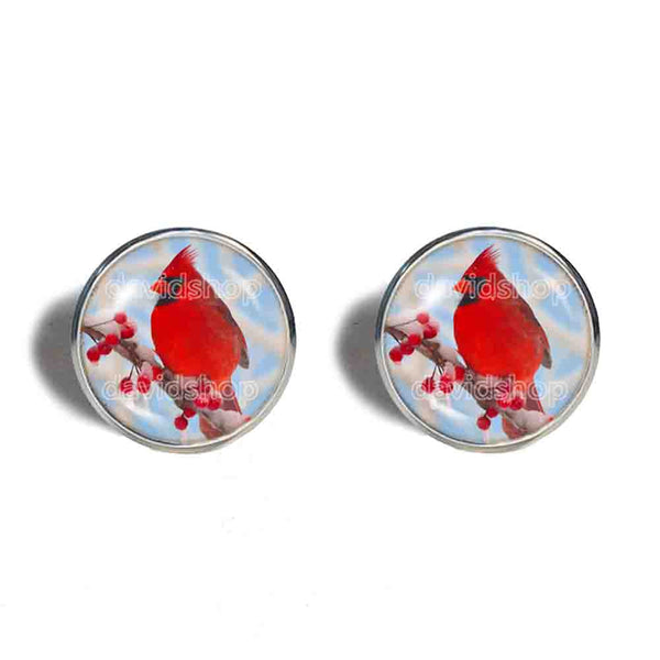 Red Cardinal Cufflinks Cuff links Fashion Jewelry Winter Snowy Cosplay Cute Gift