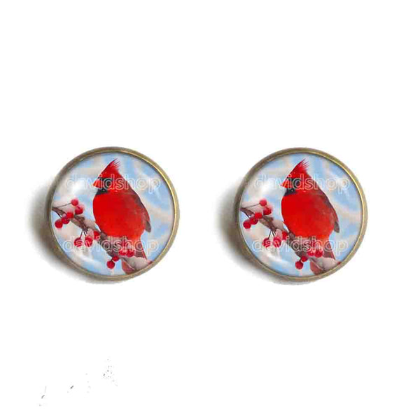 Red Cardinal Ear Cuff Earring Glass Fashion Jewelry Winter Snowy Cosplay Cute Gift