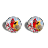 Red Cardinal Cufflinks Cuff links Fashion Jewelry Winter Snowy Cosplay Cute Gift Love Yellow Bird