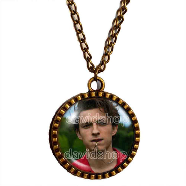 Tom Holland Necklace Photo Art Glass Pendant Fashion Jewelry Charm Cosplay Love
