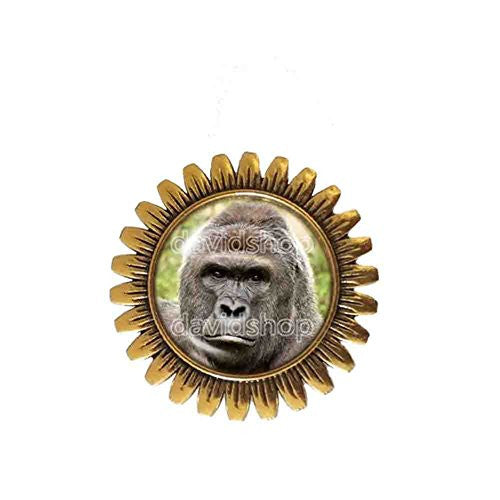 Harambe Gorilla Brooch Badge Pin Poster Photo Pendant Fashion Jewelry Cute Gift Cosplay