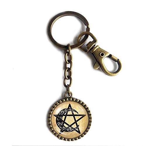 Wiccan Symbol Keychain Keyring Moon