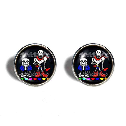 Undertale Sans Papyrus Cufflinks Cuff links Jewelry Cosplay Skeleton Brother Red Heart Blue Pink