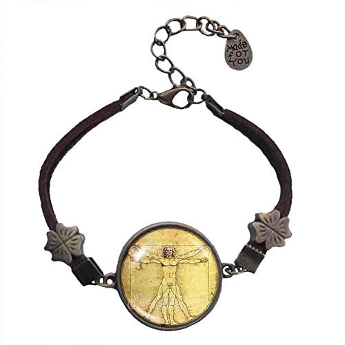 Vitruvian Man Bracelet Symbol Picture Art Pendant Fashion Jewelry