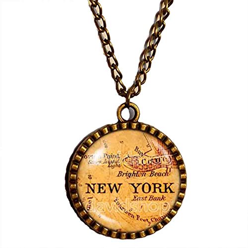 New York Map Necklace Pendant Jewelry