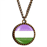 Genderqueer Pride Necklace Pendant Flag Non-Binary Jewelry