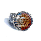 Sun Moon Ring Face Kissing Charm Yoga Symbol Fashion Jewelry Cosplay Cute Gift