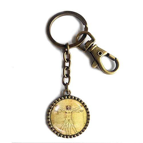 Vitruvian Man Keychain Keyring Art Pendant