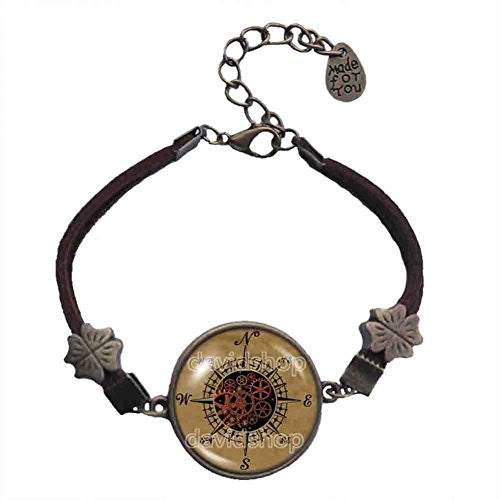 Antique Vintage Nautical Gear Steampunk Compass Bracelet