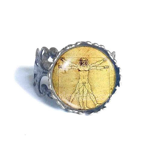 Vitruvian Man Ring Symbol Picture Art Fashion Jewelry