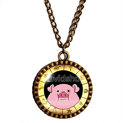 Gravity Falls Waddles Necklace Bill Cipher Wheel Pendant Pig Jewelry Cosplay Cute Gift