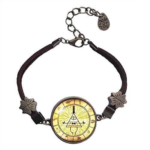 Gravity Falls Bill Cipher Wheel Bracelet Antique Glass Pendant Jewelry Hot Chain