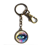 Throat Chakra Keychain Keyring Car Evil Eye Pendant Spiritual Eye Colorful